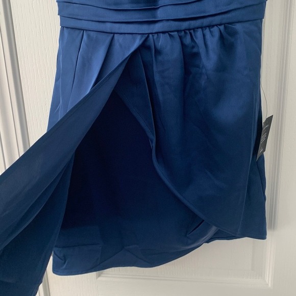 NWT Lulus Always Celebrating Navy Blue Satin Off-the-Shoulder Mini  size S - Picture 9 of 15